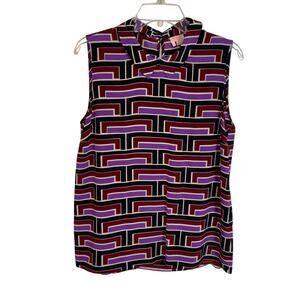 Florence Broadhurst Kate Spade 2012 Collab Silk Sleeveless Top Sz 10 Geometric